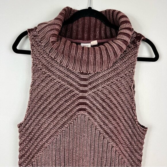 Anthropologie Some Days Lovin Cowl Neck Burgundy Cable Knit Sleeveless size S - Picture 5 of 11